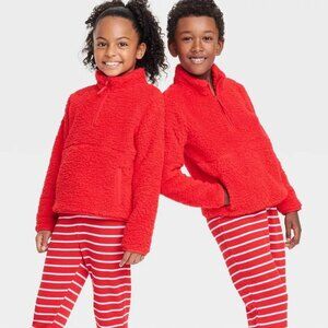 Sherpa Sweatshirt Pullover Half-Zip Red Kids XL (14) NWT Wondershop